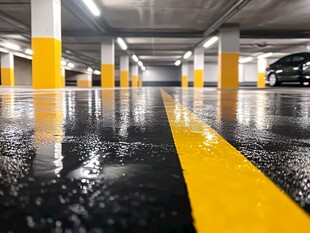 地下停车场的反光地面