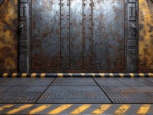 工业风锈蚀金属大门场景