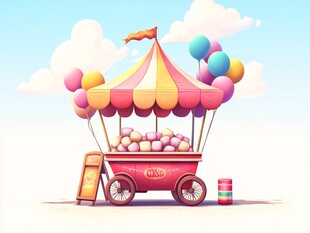 彩色糖果售卖车 童趣满满