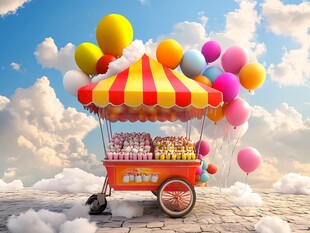 梦幻气球糖果售卖车