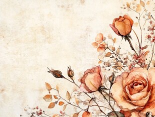 复古风手绘橘色花卉背景