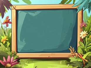 自然环绕的空白木框黑板