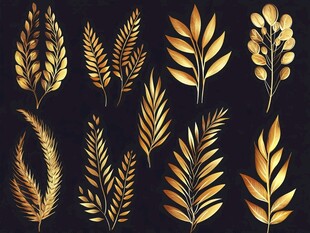 金色植物叶片装饰图案