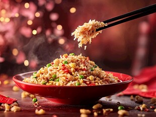 美味炒饭 筷子夹起诱人瞬间