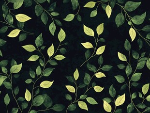绿叶藤蔓黑色背景图案
