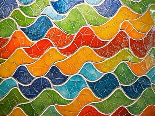 彩色波浪形马赛克瓷砖图案