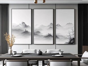 中式山水风客厅装饰画