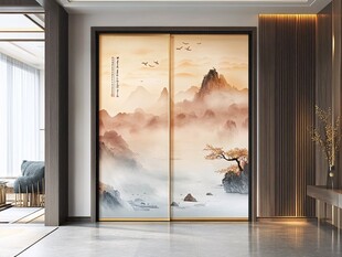 中式山水意境移门装饰画
