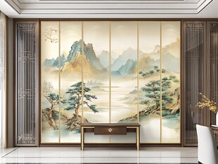 中式山水背景墙装饰设计