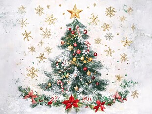 梦幻圣诞树 雪花环绕装饰