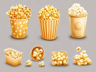 美味爆米花多样盛放展示