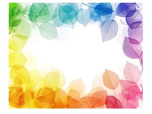 梦幻彩色叶片边框背景图