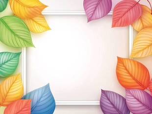 彩色树叶环绕的空白框架
