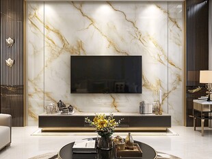 奢华大理石电视背景墙设计