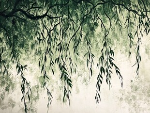 垂柳摇曳的诗意自然景象