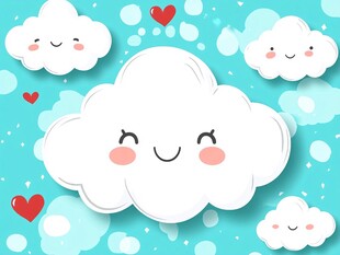可爱云朵爱心背景插画