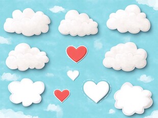 云朵与爱心的梦幻组合