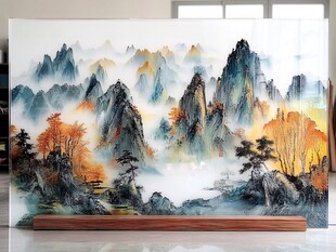 中式山水屏风画意境悠远