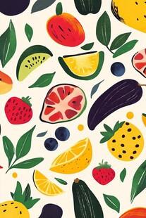 水果蔬菜无缝图案插画