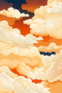 橙黄云海梦幻天空景象