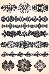 复古黑白花纹装饰图案集
