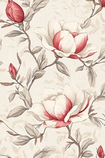 复古风玉兰花枝图案壁纸