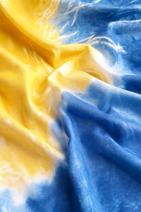 蓝黄渐变晕染布料纹理