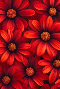 热烈绽放的红色花卉图案