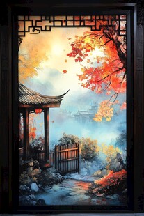 秋日中式庭院美景