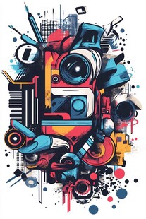 创意涂鸦风的酷炫机械形象