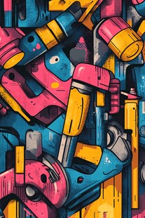 多彩工具涂鸦风插画