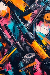 多彩美妆工具艺术插画