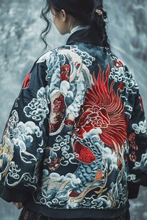 古风刺绣外套下的东方佳人