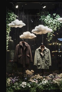 梦幻云朵绿植主题服装橱窗