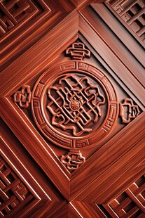 中式木雕花纹装饰细节