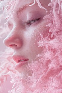梦幻粉色冰感美人特写