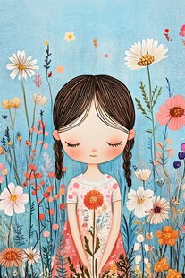 花中少女的梦幻静谧时刻