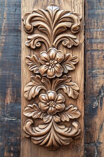 复古木雕花卉装饰