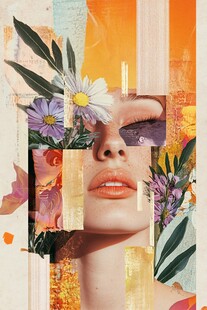 拼贴艺术下的梦幻花卉美人