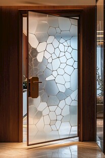 几何花纹玻璃门设计