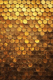 金色硬币排列的质感图案