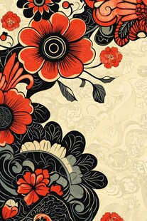 复古花卉图案精美装饰画