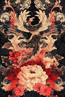 凤凰牡丹中式传统图案