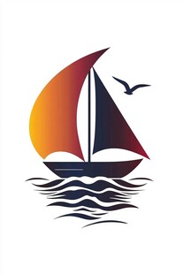 扬帆起航的海上帆船图案