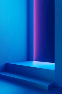 梦幻蓝紫光影几何空间