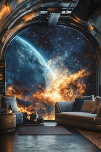 科幻风太空景观室内场景