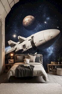 科幻风卧室 宇宙飞船主题墙