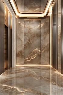 奢华大理石电梯间室内设计