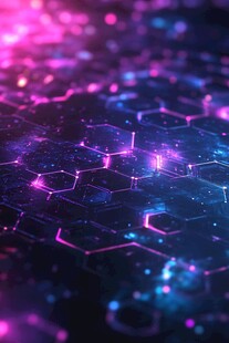 梦幻科技感六边形光影背景