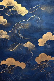 蓝金云纹图